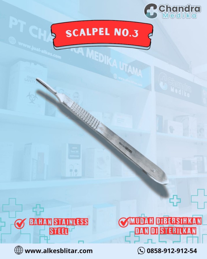 Scalpel handle No.3 adalah pegangan ergonomis yang dirancang khusus untuk memfasilitasi penggunaan blade bedah dengan akurasi tinggi.