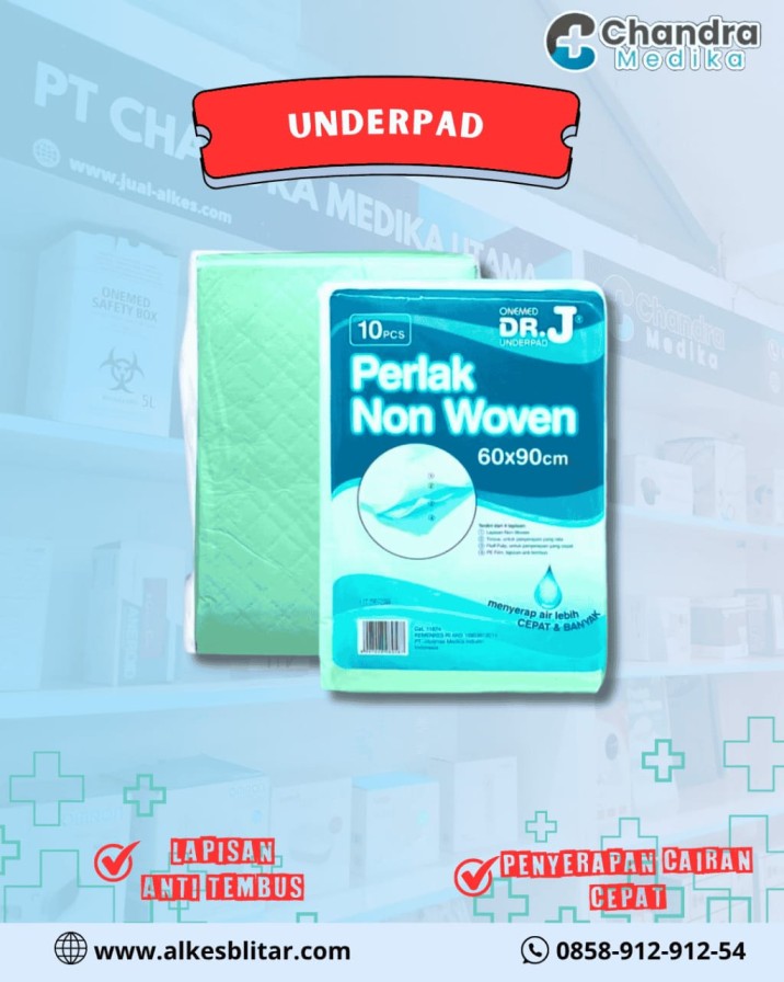 Underpad OneMed merupakan alas pelindung yang efektif menyerap cairan sekaligus menjaga kebersihan dan kekeringan permukaan di bawahnya tetap bersih dan kering.