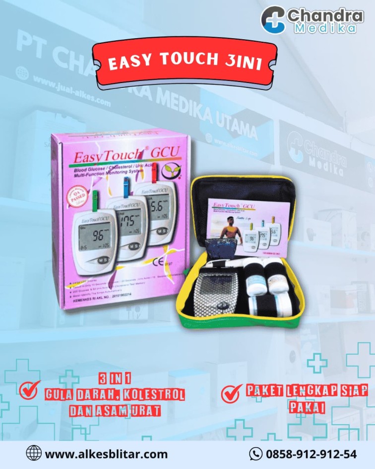 Easy Touch 3in1 – Alat Tes Gula, Kolesterol, Asam Urat