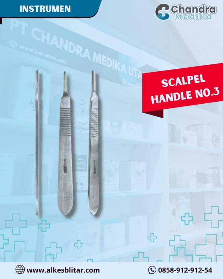 Scalpel handle No.3 adalah pegangan ergonomis yang dirancang khusus untuk memfasilitasi penggunaan blade bedah dengan akurasi tinggi.