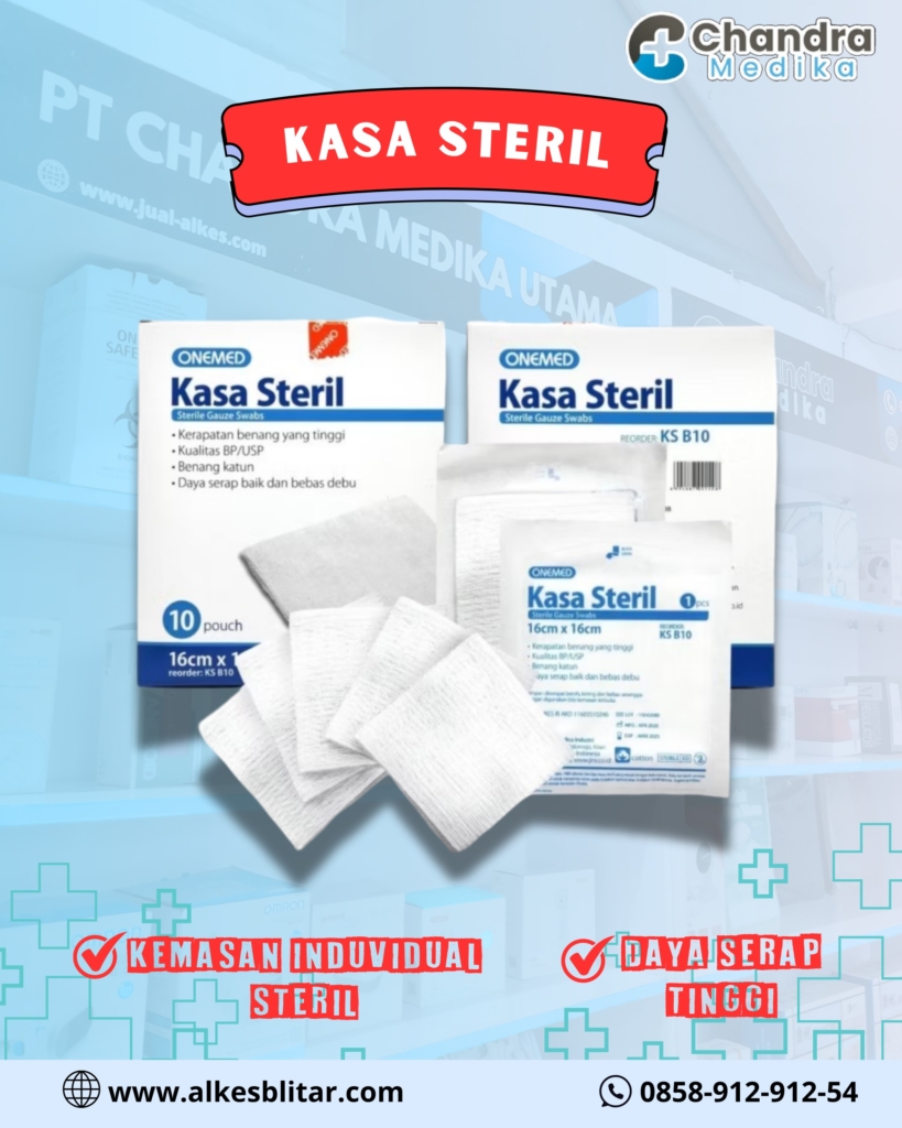 Kasa steril adalah lembaran kain kasa yang sudah melalui proses sterilisasi, seperti uap panas (autoklaf), radiasi gamma, atau gas etilen oksida