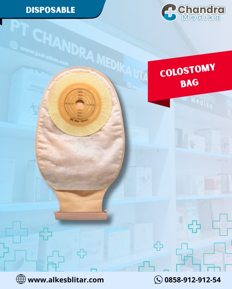 Colostomy bag adalah kantong medis khusus yang digunakan pasien setelah menjalani operasi kolostomi, yaitu prosedur pembuatan lubang buatan (stoma) di perut untuk mengeluarkan feses.