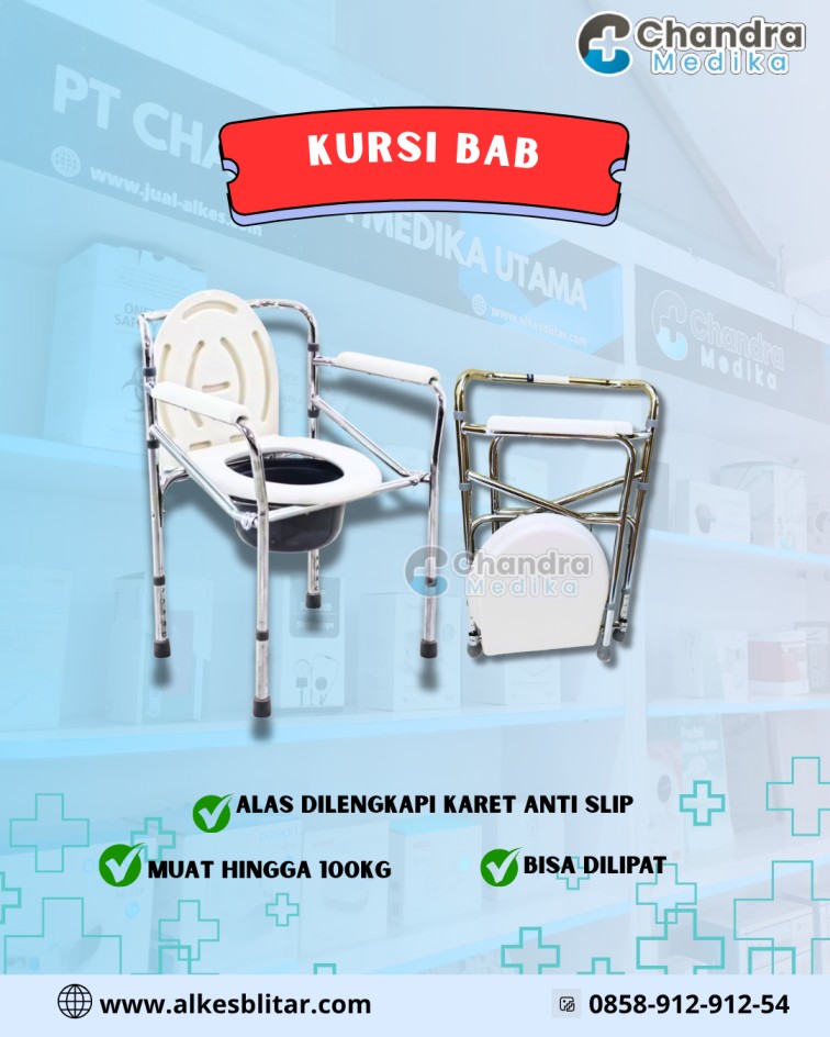 Kursi BAB Commode Chair adalah alat bantu kesehatan yang dirancang khusus untuk membantu aktivitas buang air besar bagi pasien, lansia, maupun penyandang disabilitas