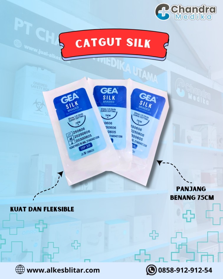 Catgut Silk. Jenis benang ini dikenal karena kekuatannya, kemudahan dalam proses penjahitan, serta kemampuannya memberikan hasil penutupan luka yang rapi dan cepat.