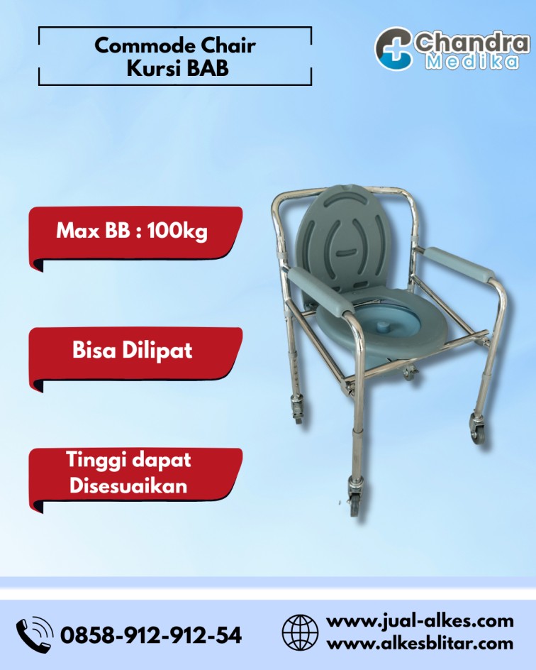 Kursi BAB Commode Chair Roda 