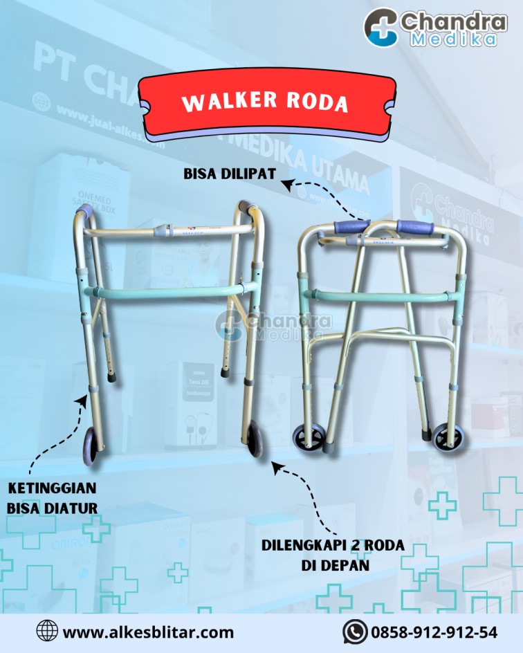 Walker roda merupakan pengembangan dari walker standar yang dilengkapi dengan roda agar lebih mudah digerakkan