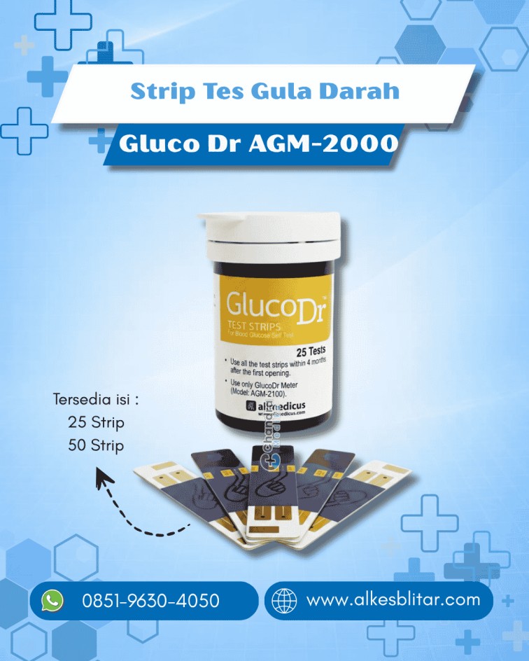 Strip Tes Gula Darah GlucoDr Auto AGM-2000 Isi 25 dan 50 Strip