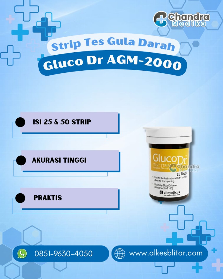 Strip Tes Gula Darah GlucoDr Auto AGM-2000 Isi 25 dan 50 Strip