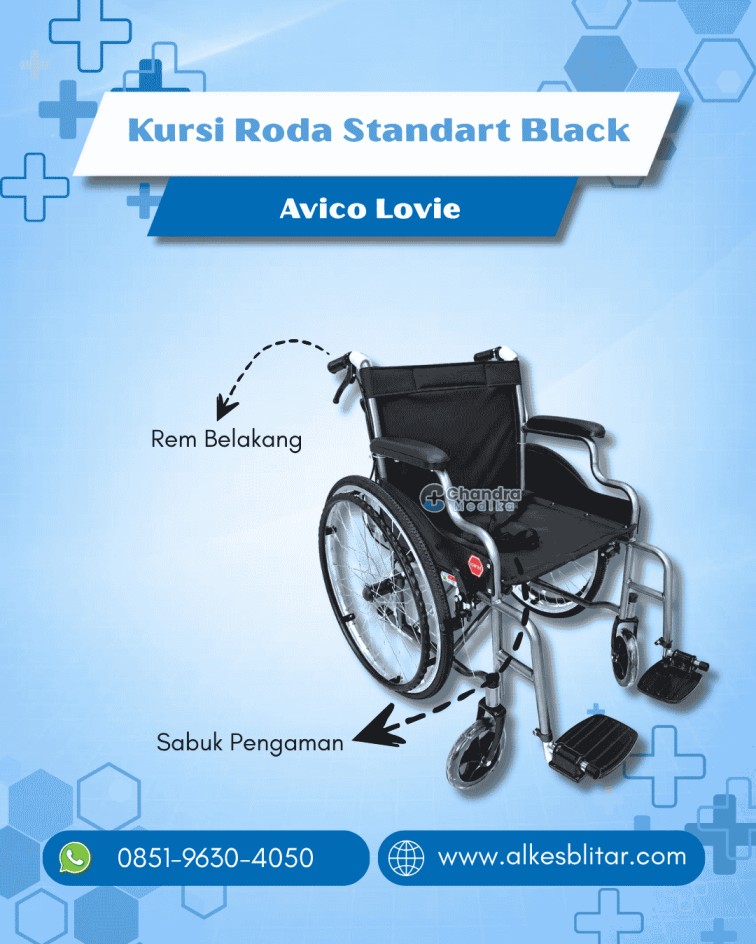Kursi Roda Avico Lovie Standar Black Aluminium