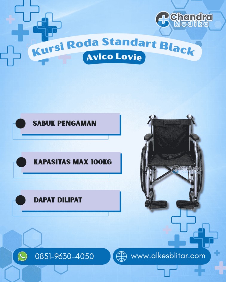 Kursi Roda Avico Lovie Standar Black Aluminium